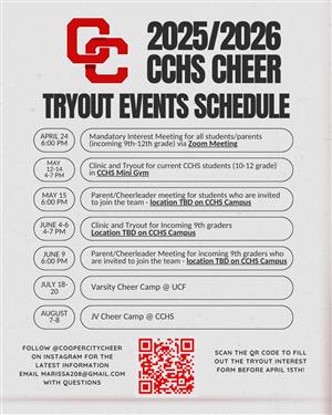 Cheer Tryout Schedule